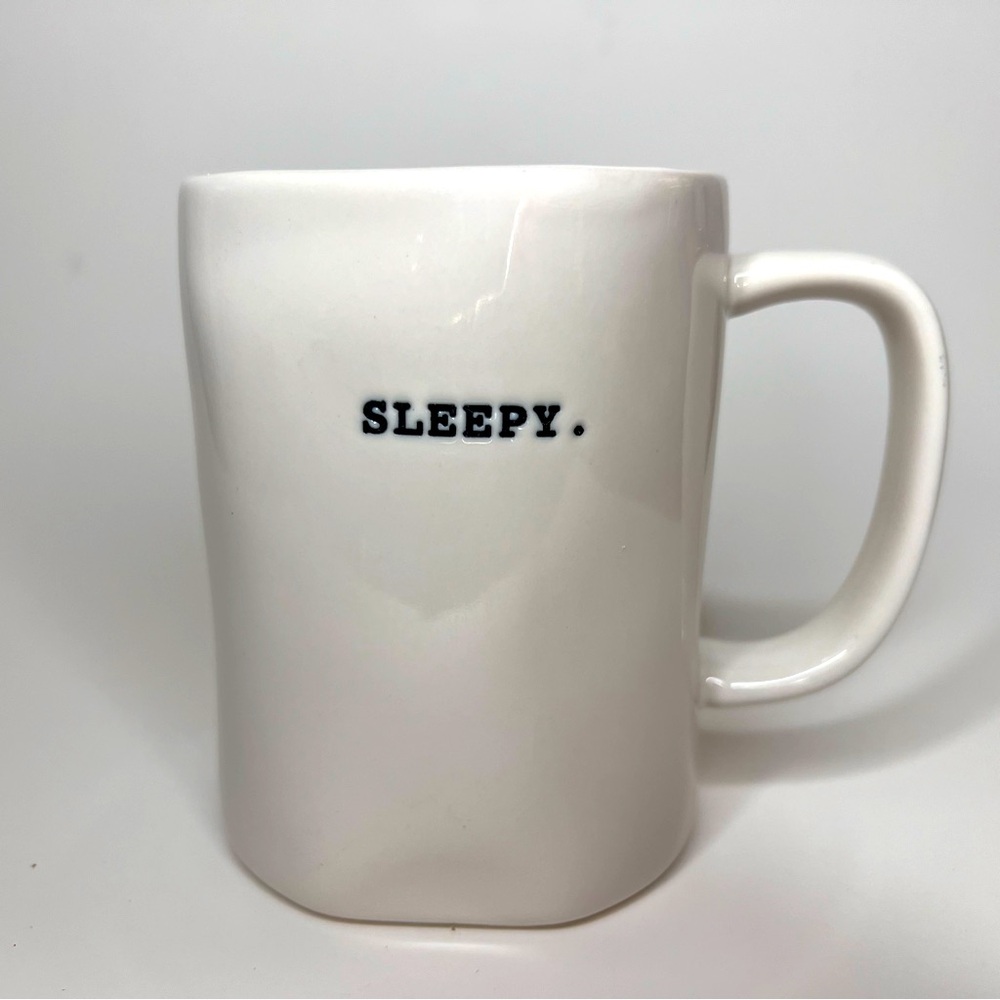 Rae Dunn Ceramic White Sleepy Coffee Tea Mug